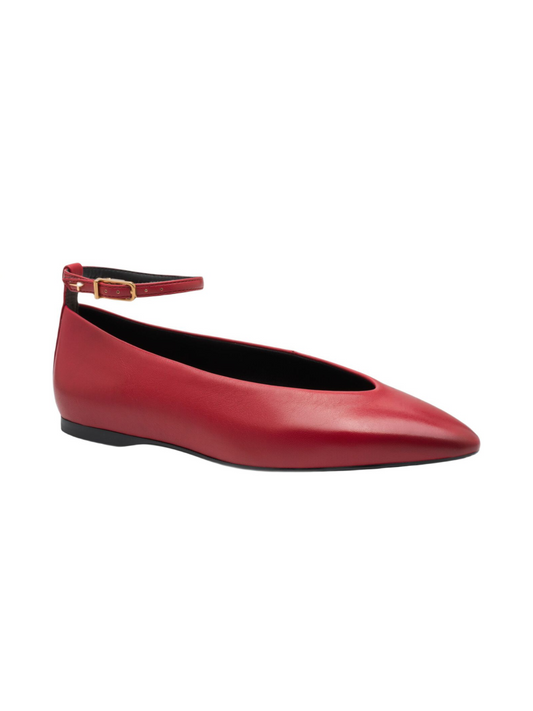 Tamaris Leather Ballet Flats - Red