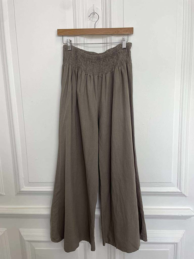 Linen & Cotton Palazzos - Mocha