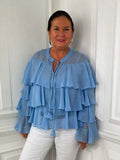 Layered Frill Blouse - Sky
