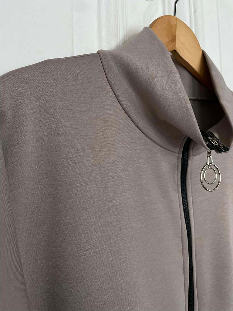 Sports Luxe Zip Up Jacket - Latte