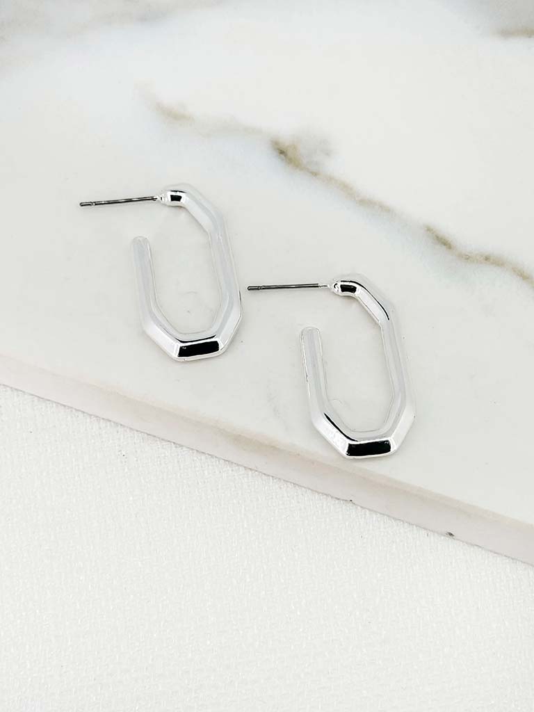 Envy Geo Hoop Earrings - Silver