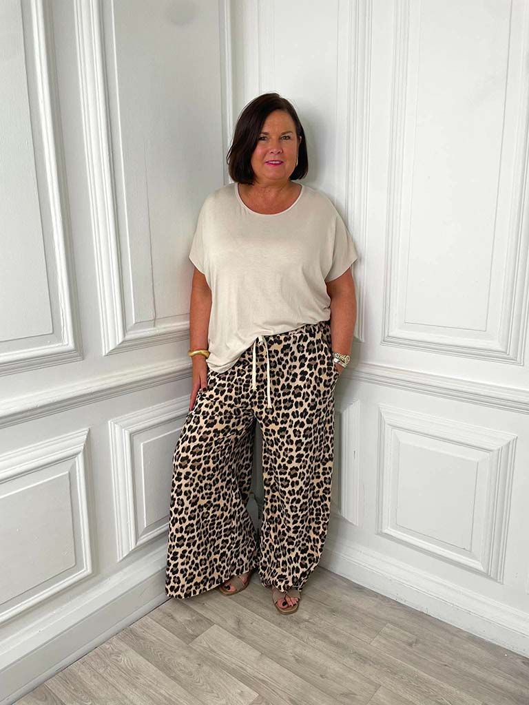 Wide Leg Leopard Print Joggers