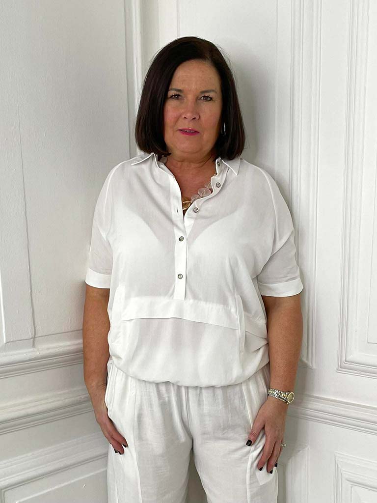 Sports Luxe Pocket Top - Warm White