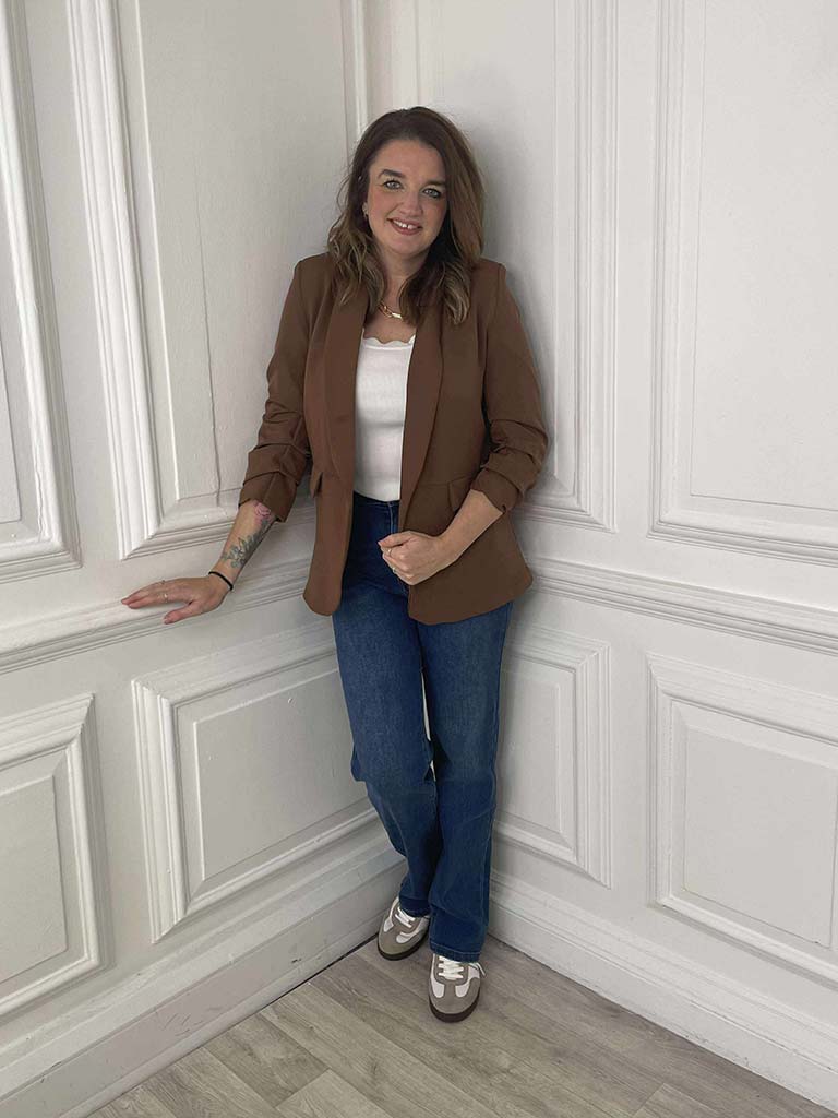 Ruched Sleeve Blazer - Toffee
