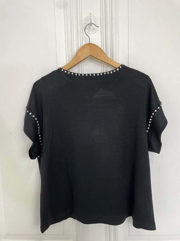 Malissa J Crystal Studded Luxe Tee - Black