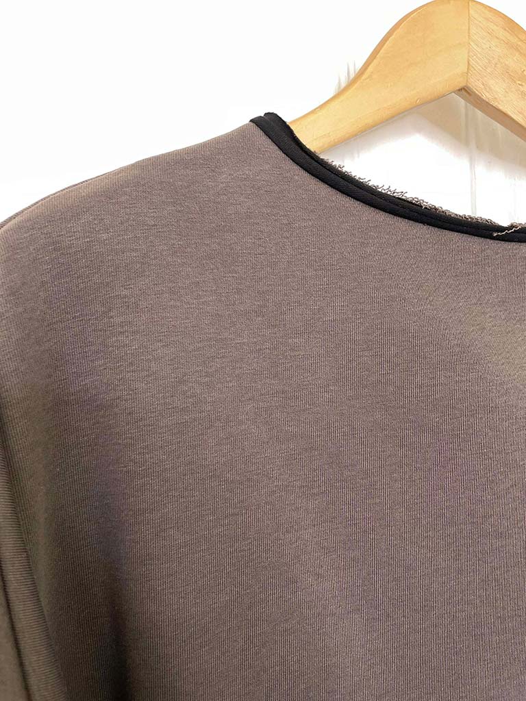 Lace Hem Asymmetric Top - Chocolate