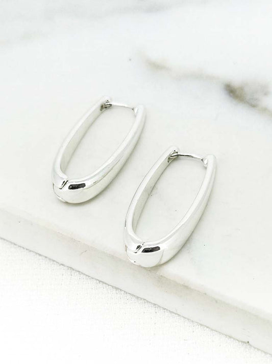 Envy Ellipse Hoop Earrings - Silver