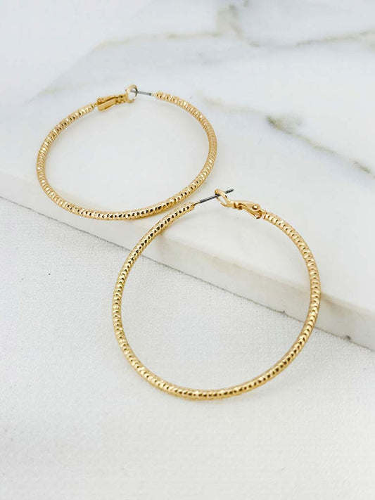 Envy Textured Hoop Earrings - Gold