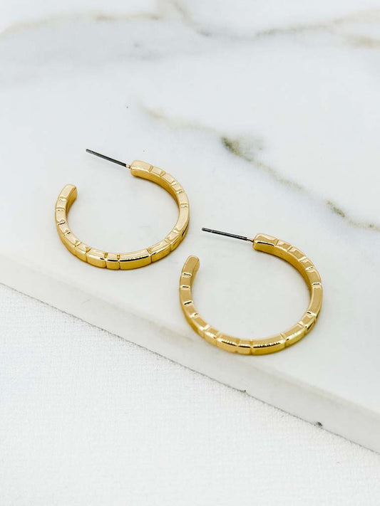 Envy Ridged Hoop Earrings - Gold