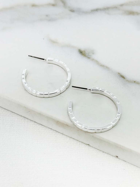 Envy Ridged Hoop Earrings - Silver