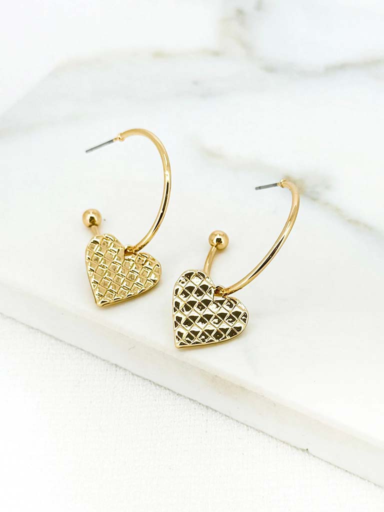 Envy Heart Hoop Earrings - Gold
