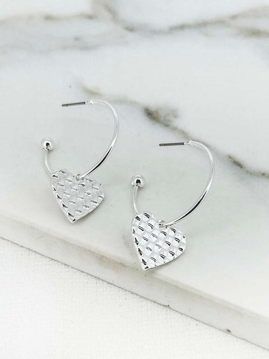 Envy Heart Hoop Earrings - Silver