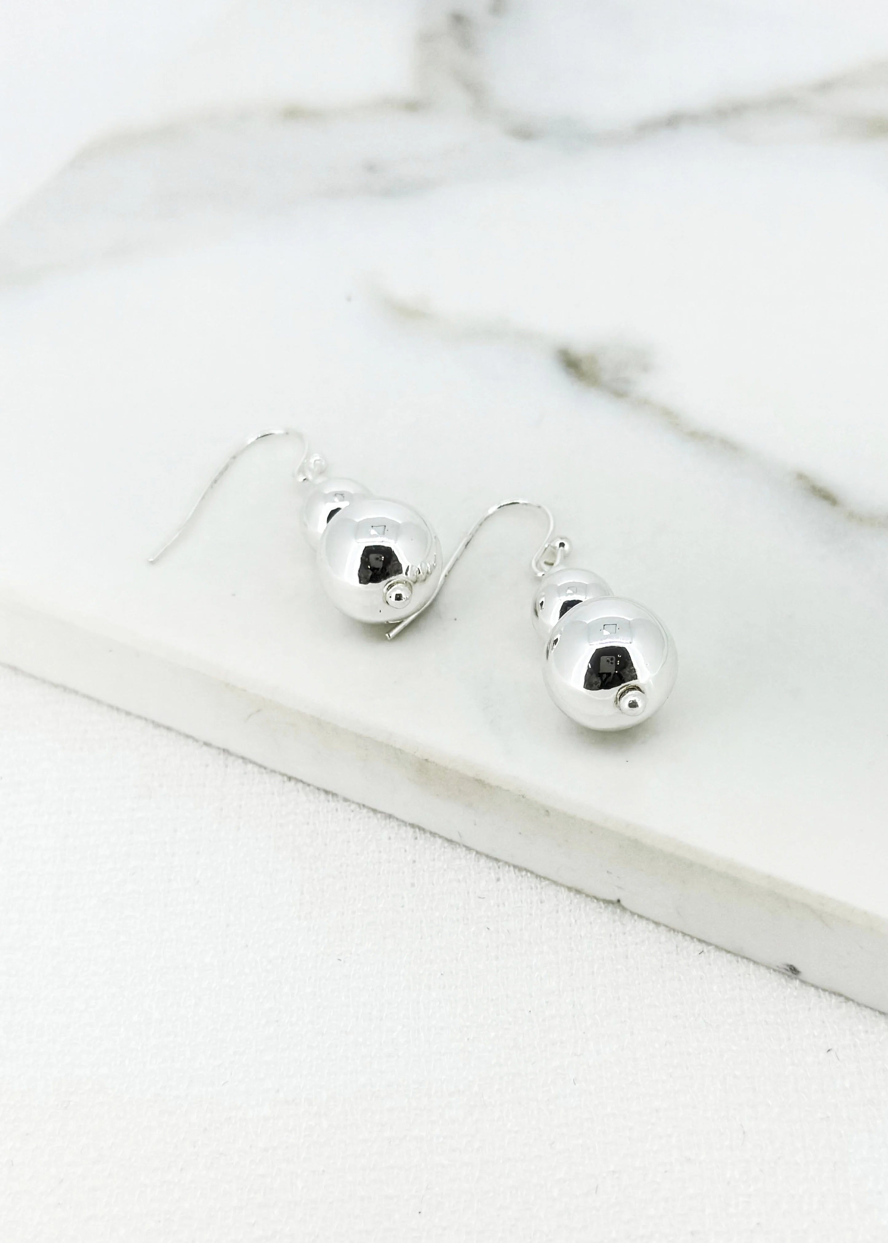 Envy Bead Drop Earrings - Silver