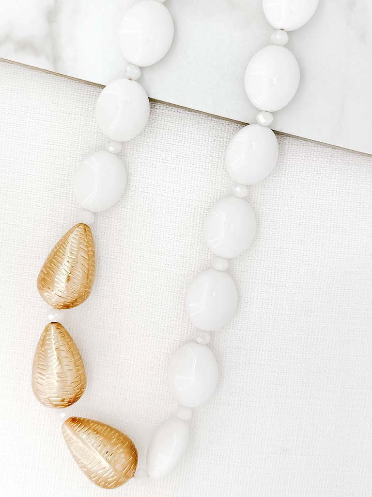 Envy Chunky Bead Statement Necklace - White