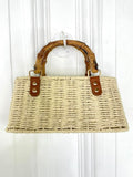 Bamboo Handle Rattan Bag - Ecru