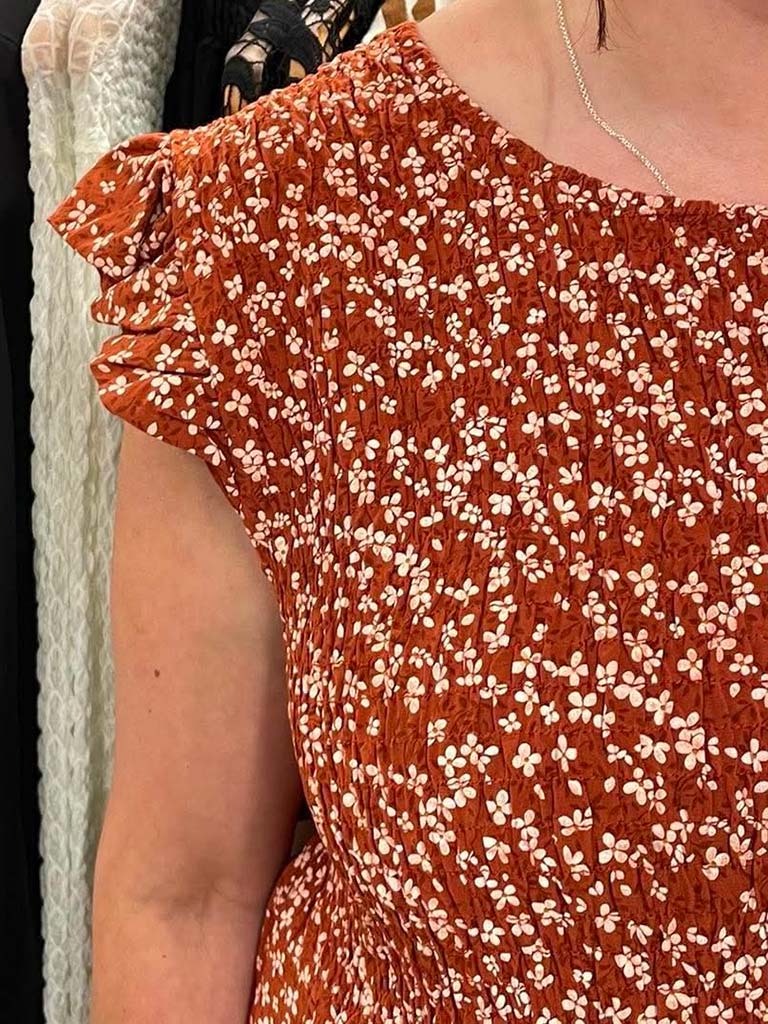 Ditsy Daisy Midi Dress - Rust