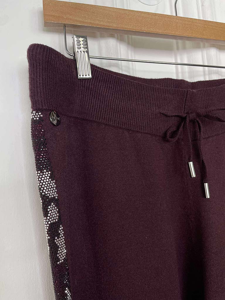 Malissa J Studded Side Stripe Trousers - Wine