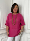 Oversized Raw Edge Knit - Hot Pink