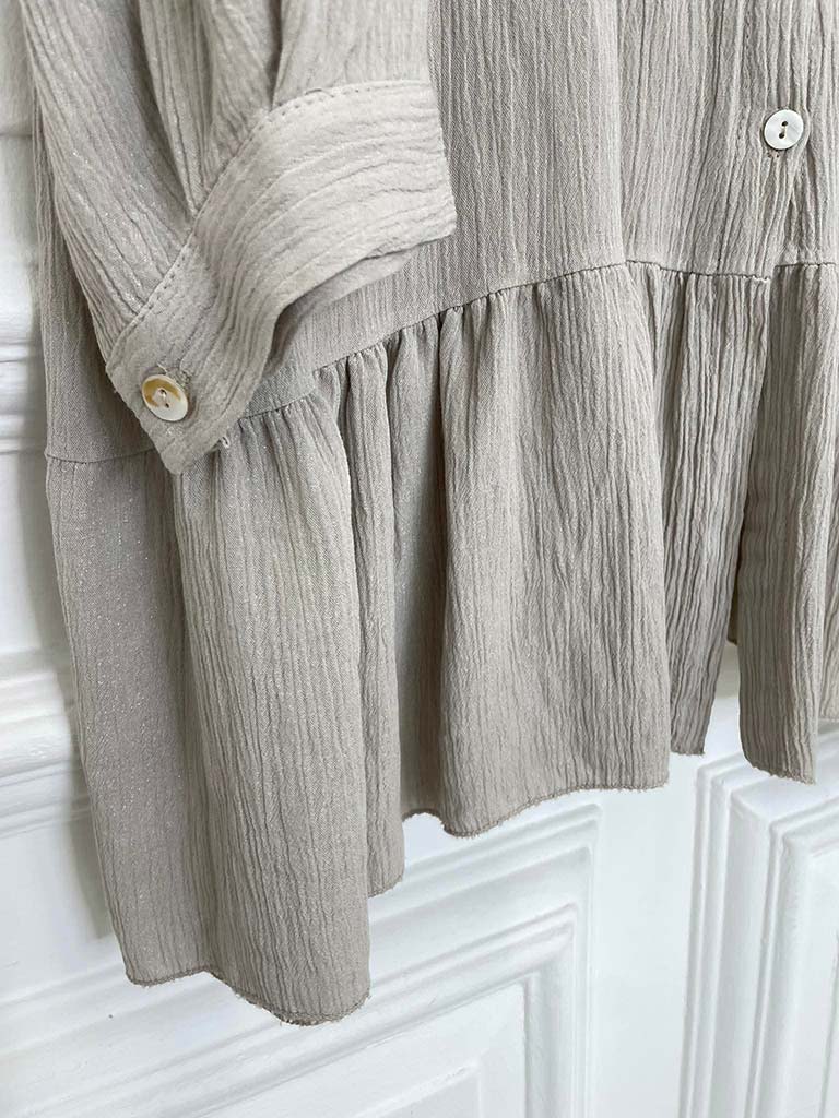 Drop Peplum Shirt Dress - Stone