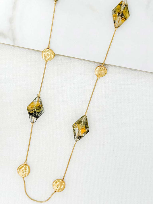Envy Glass Bead Necklace - Gold