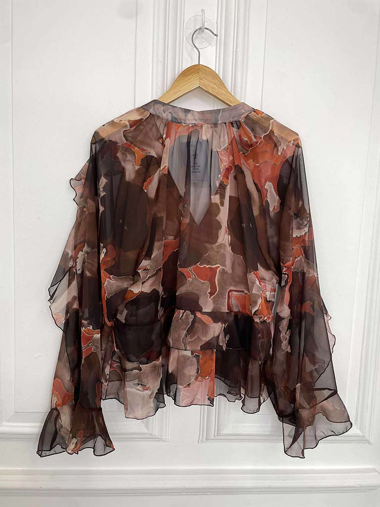 Vintage Floral Smock Top - Chocolate