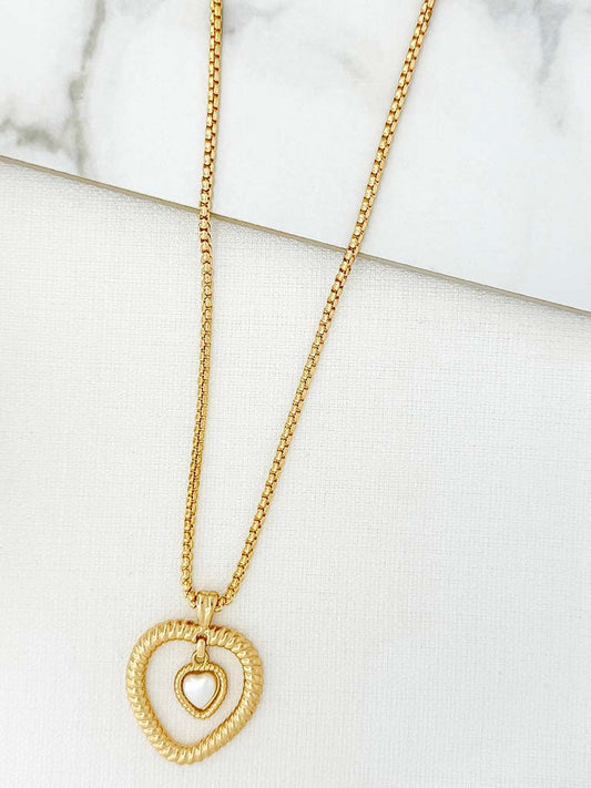 Envy Heart Pearl Necklace - Gold