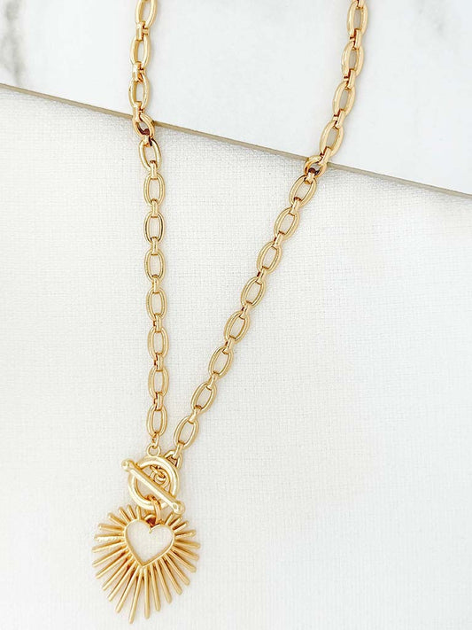 Envy Sunburst Heart Necklace - Gold