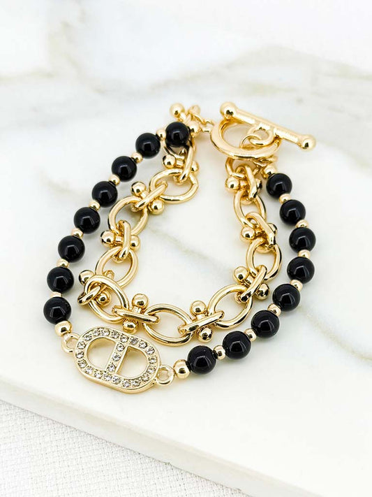 Envy Anchor Bead Bracelet - Gold