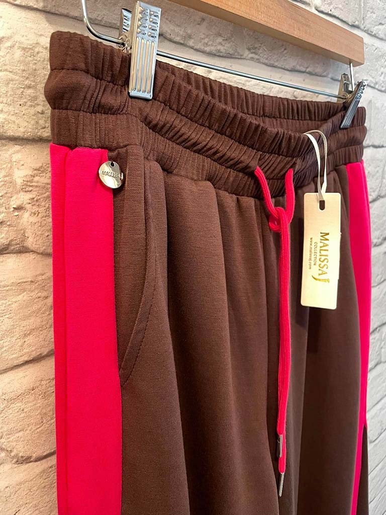 Malissa J Side Stripe Joggers - Chocolate