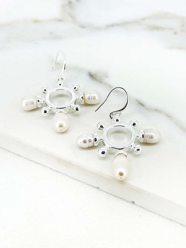 Envy Pearl Helm Earrings - Silver