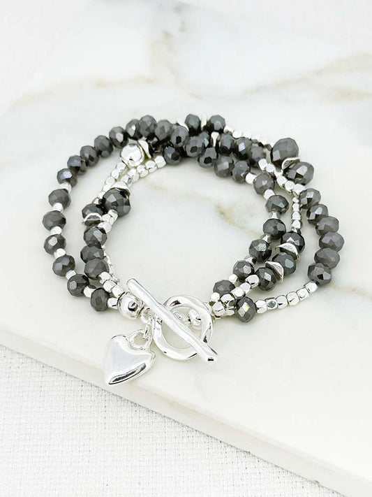 Envy T-Bar Bead Bracelet - Silver