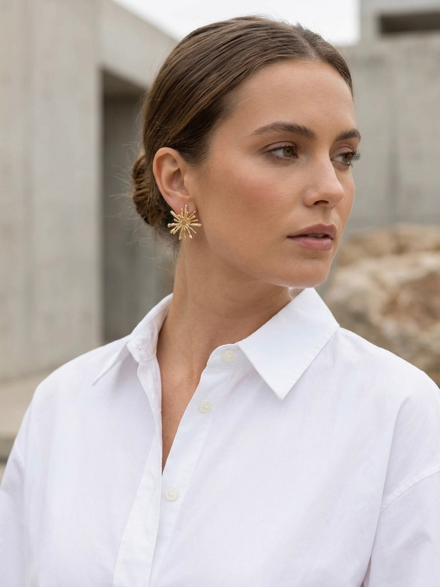 Envy Flower Burst Earrings - Gold