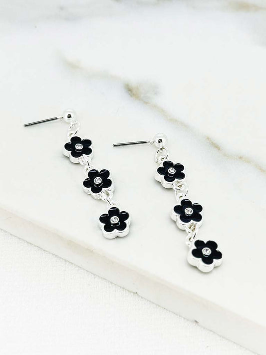 Envy Daisy Drop Earrings - Silver
