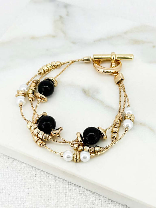 Envy Bead & Pearl Bracelet - Gold