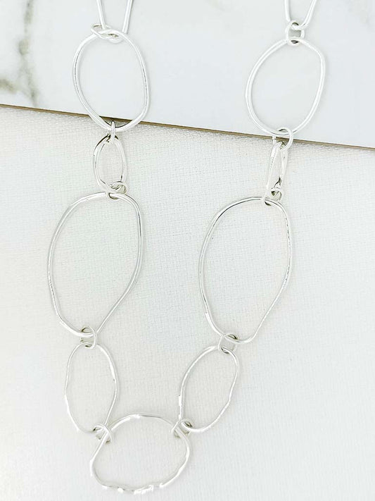 Envy Hammered Chainlink Necklace - Silver