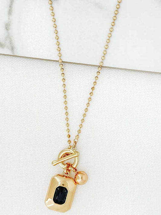 Envy Gemstone Charm Necklace - Gold