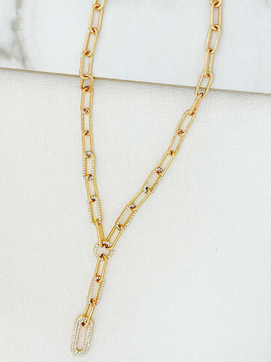 Envy Embellished Chainlink Necklace - Gold