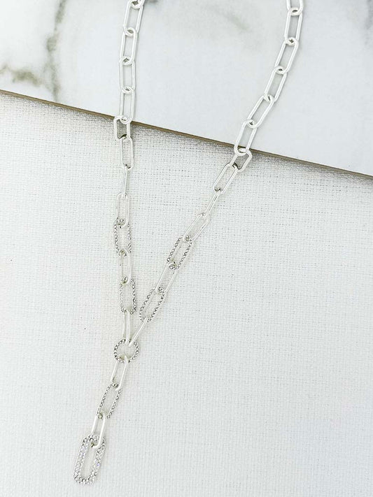 Envy Embellished Chainlink Necklace - Silver