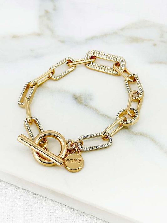 Envy Embellished Chainlink Bracelet - Gold