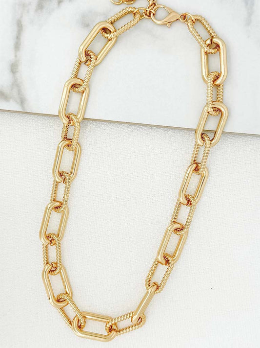 Envy Ridged Chainlink Necklace - Gold