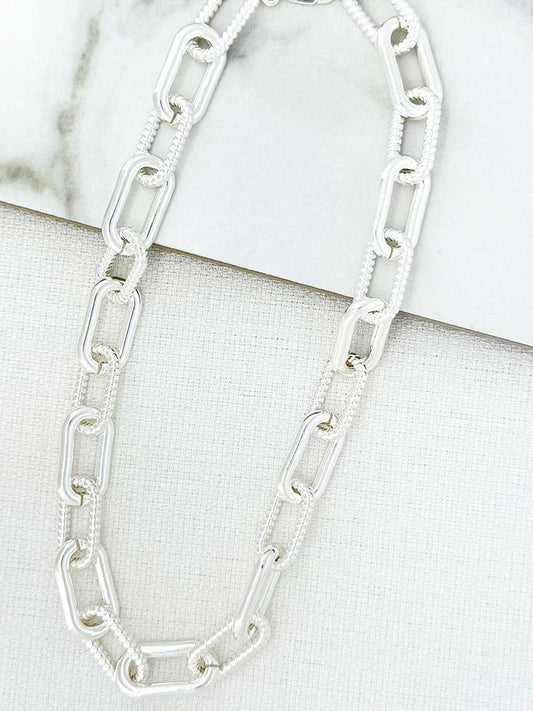 Envy Ridged Chainlink Necklace - Silver