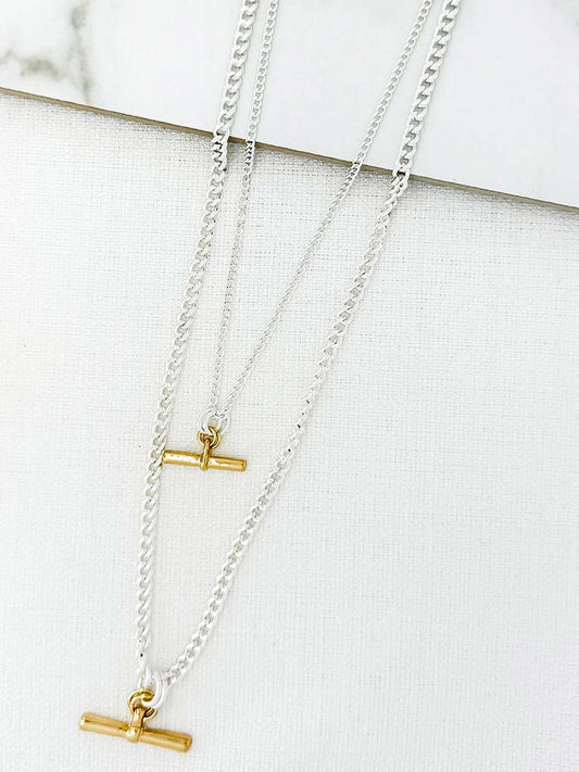 Envy Double T-Bar Necklace - Silver