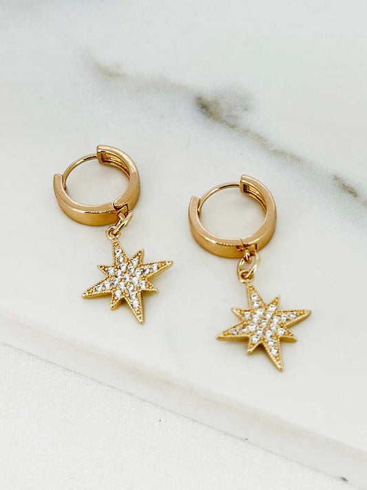 Envy Star Shimmer Hoop Earrings - Gold