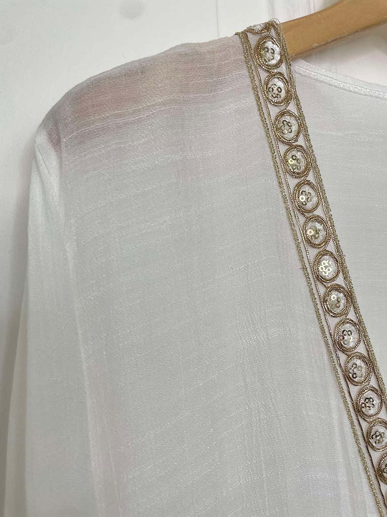 Gold Shimmer Kimono - Ivory