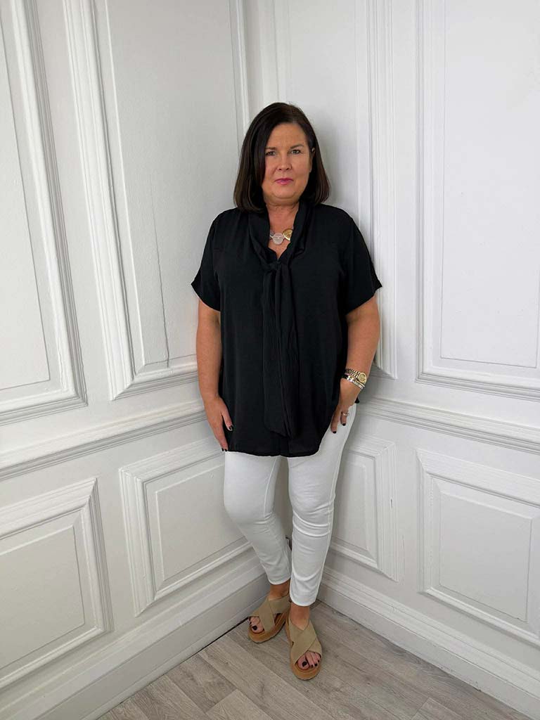 Tie Collar Shirt - Black