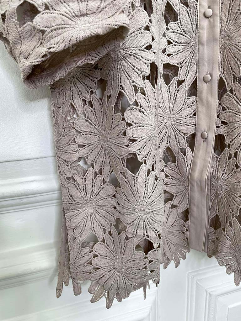 Malissa J Daisy Crochet Shirt - Mushroom