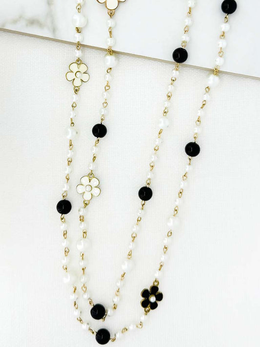 Envy Flower Pearl Necklace - Gold