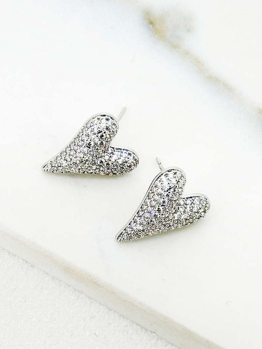 Envy Heart Shimmer Earrings - Silver