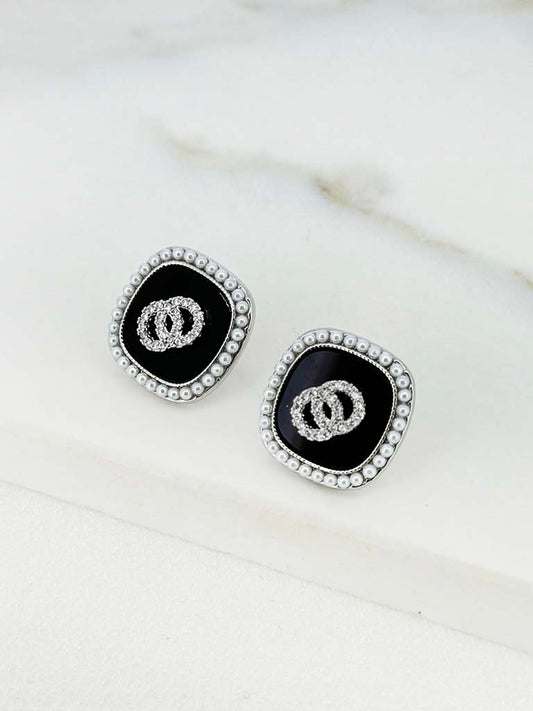 Envy Interlink Embellished Earrings - Silver