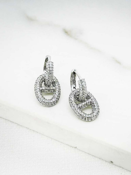 Envy Anchor Shimmer Hoop Earrings - Silver